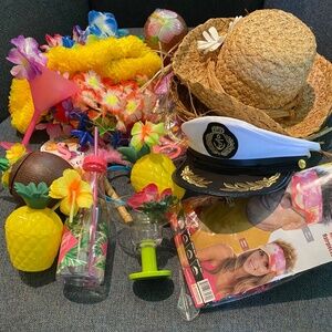 🦩Huge Photo Booth🍹Bundle Tropical Bon voyage! Hawaiian Luau Party Beach Cruise